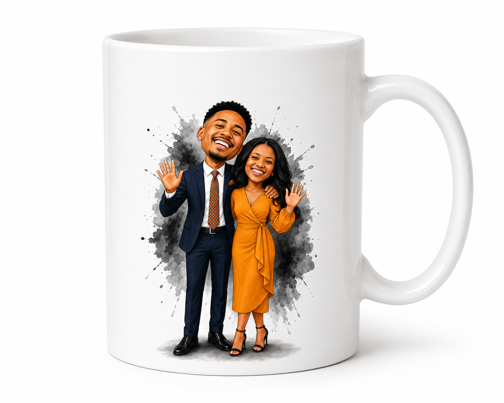 Custom Caricature from Your Photo | Personalized Mug, Framed Print, Tumbler & Water Bottle