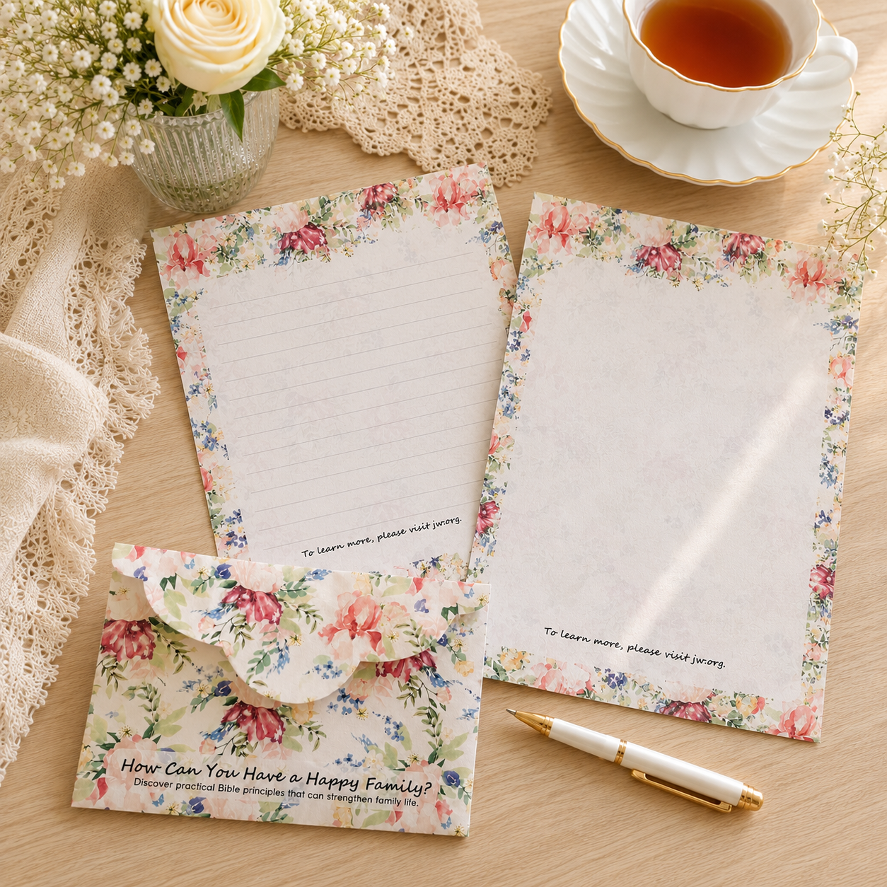 Printable Letter Writing Pad & Envelope Set – Floral Edition (Set of 3) | Instant Download | Printable Stationery | A4 PDF | Digital Letter Paper