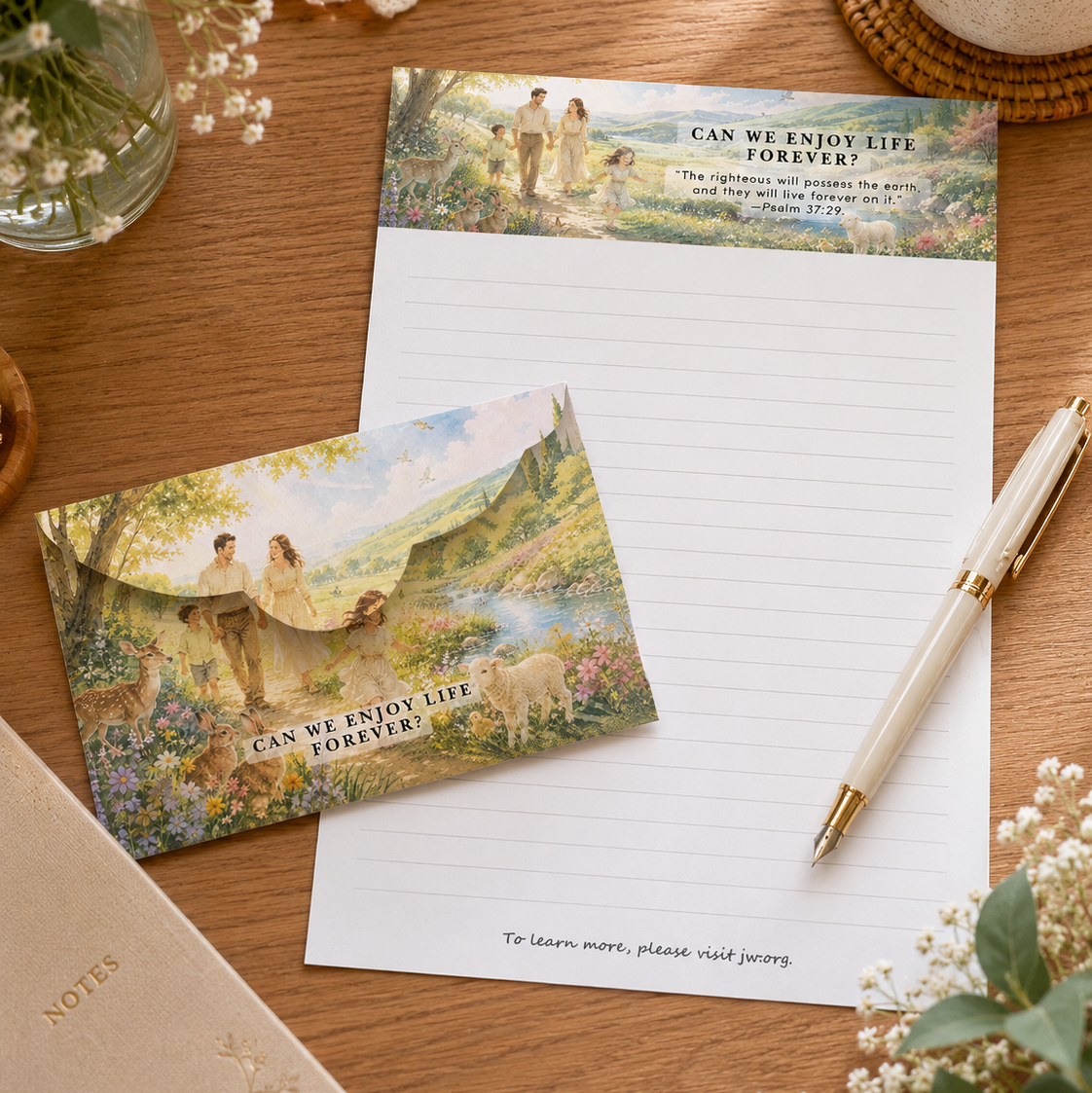 Printable Letter Writing Pad & Envelope Set – Enjoy Life Forever (Set of 3) | Instant Download | Printable Stationery | A4 PDF | Digital Letter Paper
